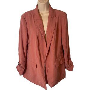 Simply Vera Vera Wang Open Front Blazer Roll Tab Sleeve Pink Size M Career